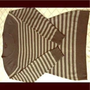 Cute dark grey and heather grey striped sweater